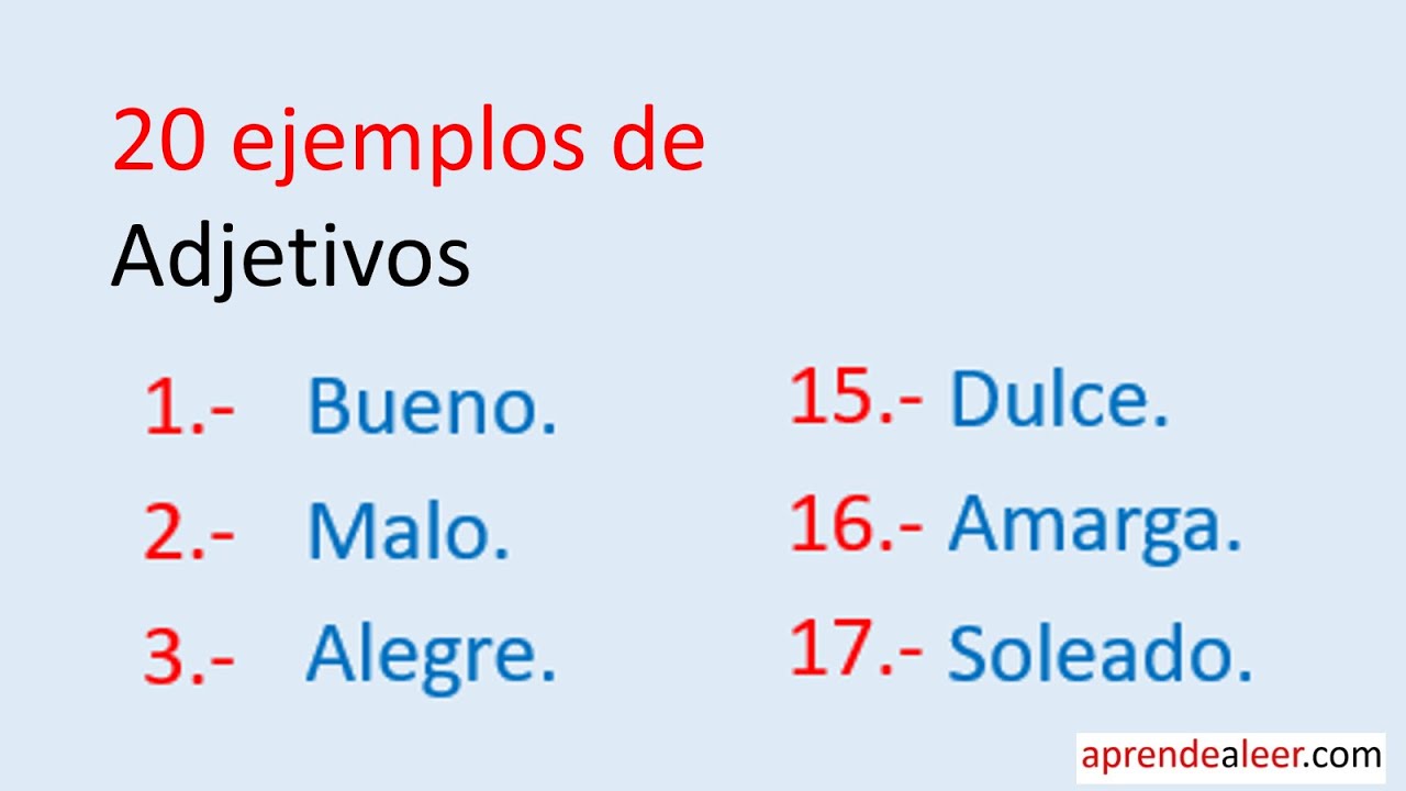 20 adjetivos de una terminación