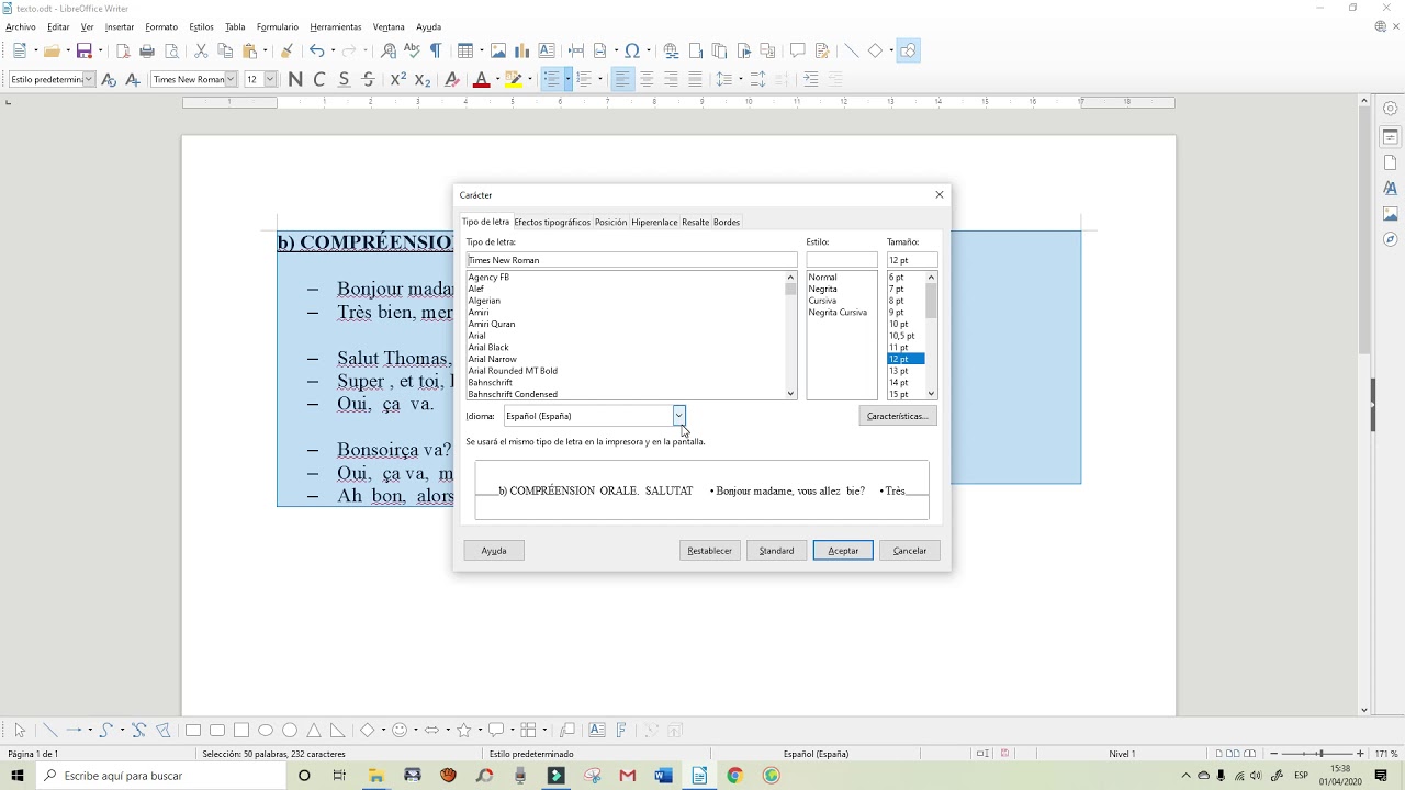 corrector de texto en frances