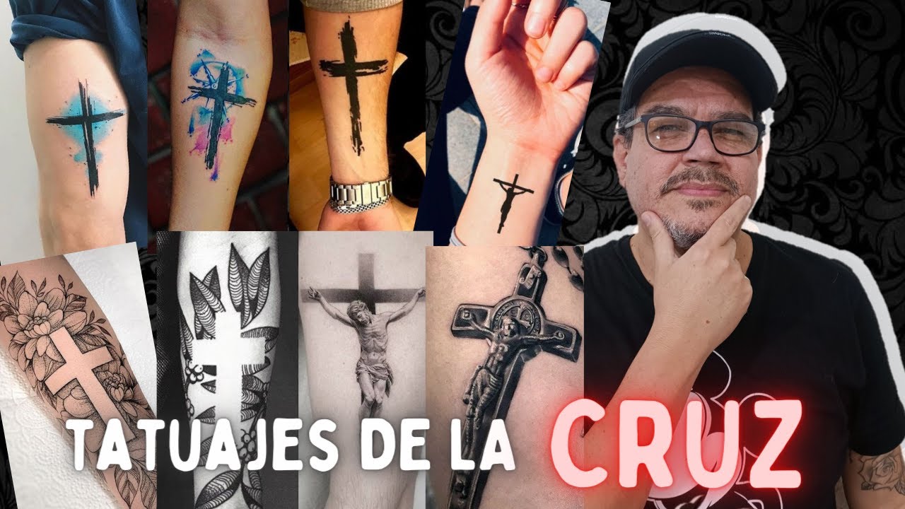 tatuajes de cruz en el cuello