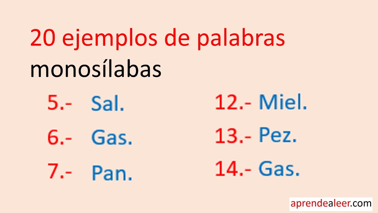 cuáles son las palabras monosílabas